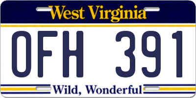 WV license plate OFH391