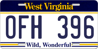 WV license plate OFH396