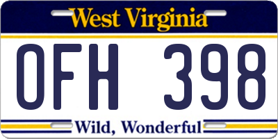 WV license plate OFH398