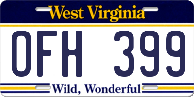 WV license plate OFH399
