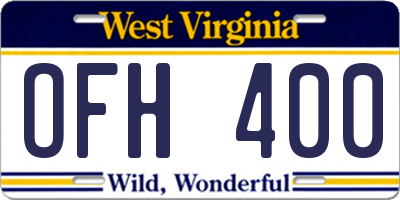 WV license plate OFH400