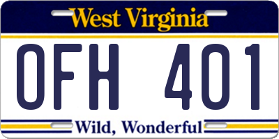 WV license plate OFH401