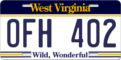 WV license plate OFH402