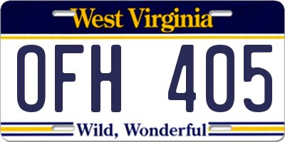 WV license plate OFH405