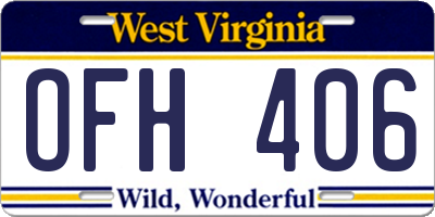 WV license plate OFH406