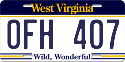 WV license plate OFH407