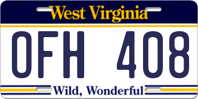 WV license plate OFH408