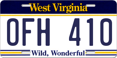 WV license plate OFH410