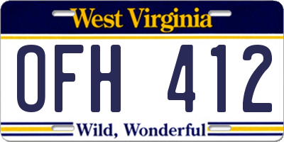 WV license plate OFH412