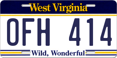 WV license plate OFH414