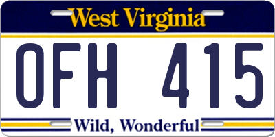 WV license plate OFH415