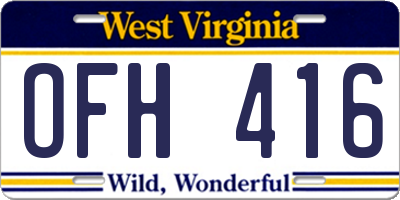 WV license plate OFH416