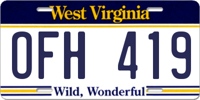 WV license plate OFH419