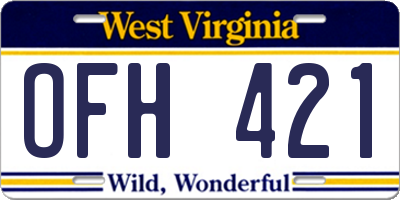 WV license plate OFH421