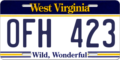 WV license plate OFH423