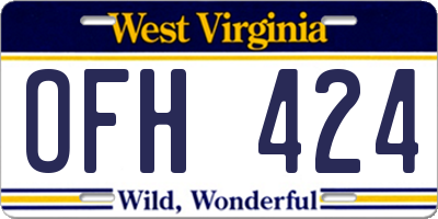 WV license plate OFH424