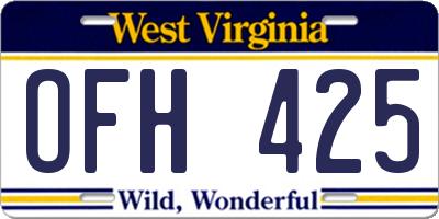 WV license plate OFH425