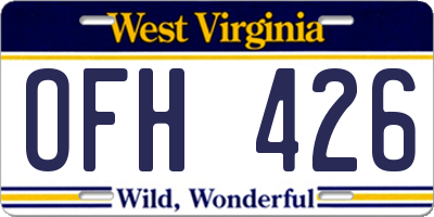 WV license plate OFH426