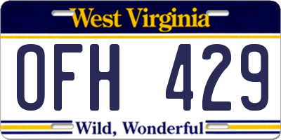 WV license plate OFH429