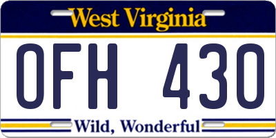WV license plate OFH430