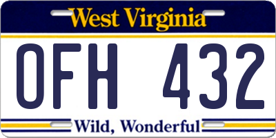 WV license plate OFH432
