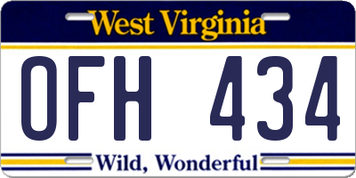 WV license plate OFH434