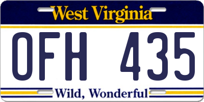 WV license plate OFH435
