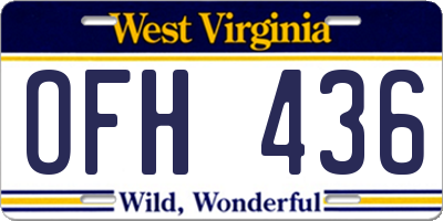 WV license plate OFH436