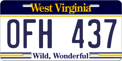 WV license plate OFH437