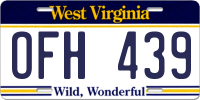 WV license plate OFH439