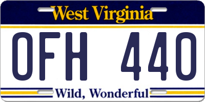 WV license plate OFH440