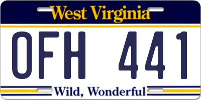 WV license plate OFH441