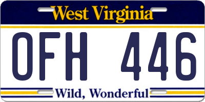 WV license plate OFH446