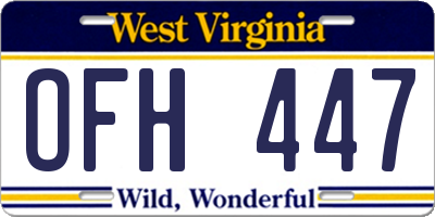 WV license plate OFH447