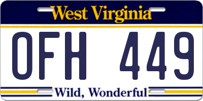 WV license plate OFH449