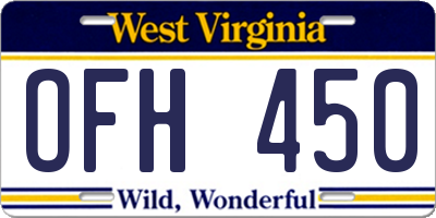 WV license plate OFH450