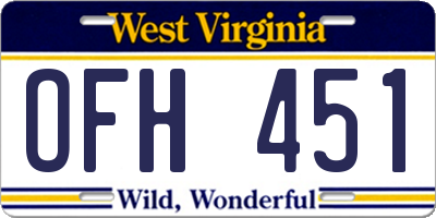 WV license plate OFH451