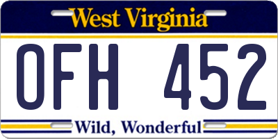 WV license plate OFH452