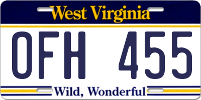 WV license plate OFH455