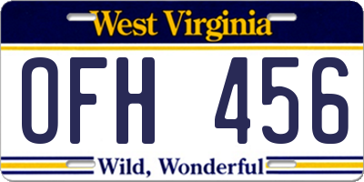 WV license plate OFH456