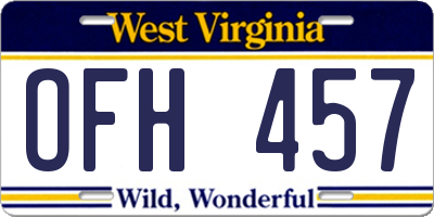 WV license plate OFH457