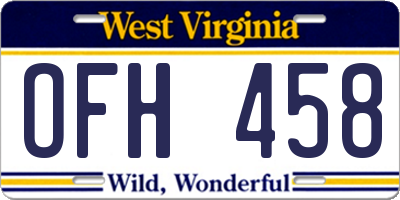 WV license plate OFH458