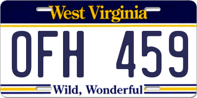 WV license plate OFH459