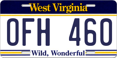 WV license plate OFH460