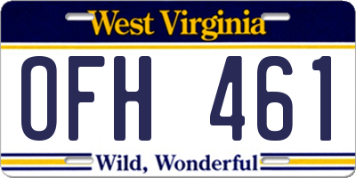 WV license plate OFH461