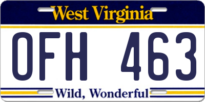 WV license plate OFH463