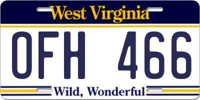 WV license plate OFH466