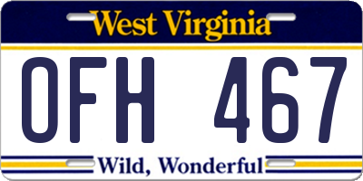 WV license plate OFH467