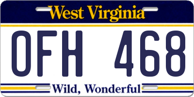 WV license plate OFH468