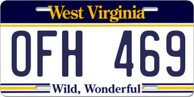 WV license plate OFH469